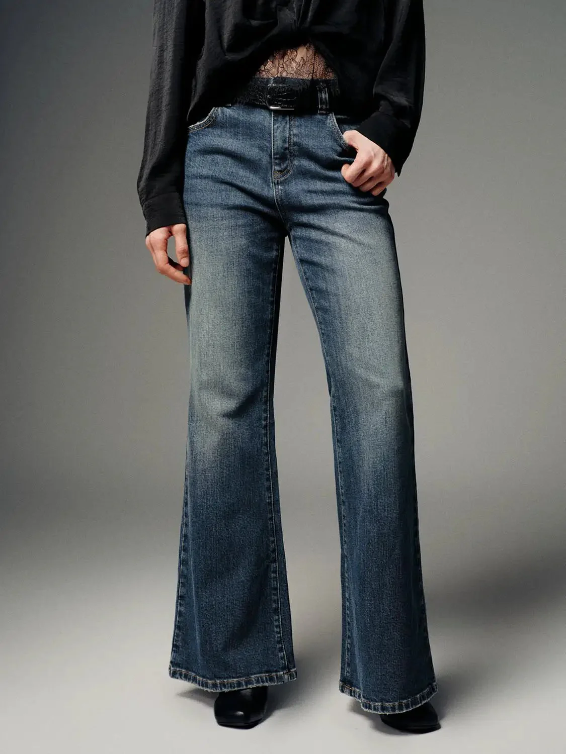 2992-belted-flare-leg-jeans-1.webp Belted Flare Leg Jeans