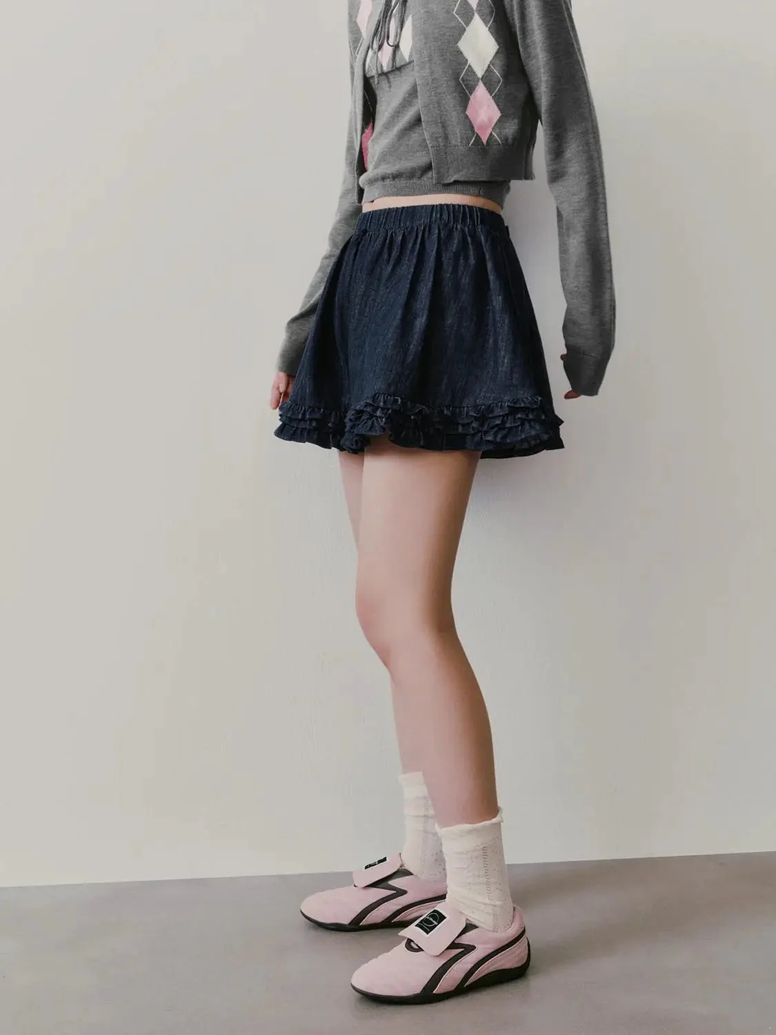 3066-pull-on-ruffle-hem-denim-mini-skirts-3.webp Pull On Ruffle Hem Denim Mini Skirts