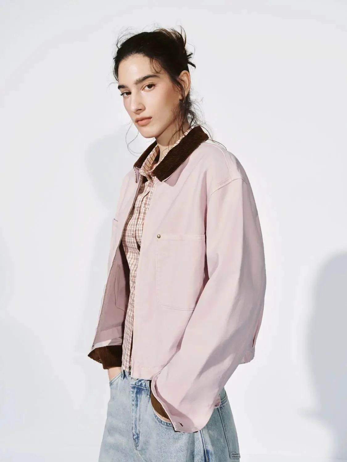 Contrast Collar Patch Pocket Denim Jackets