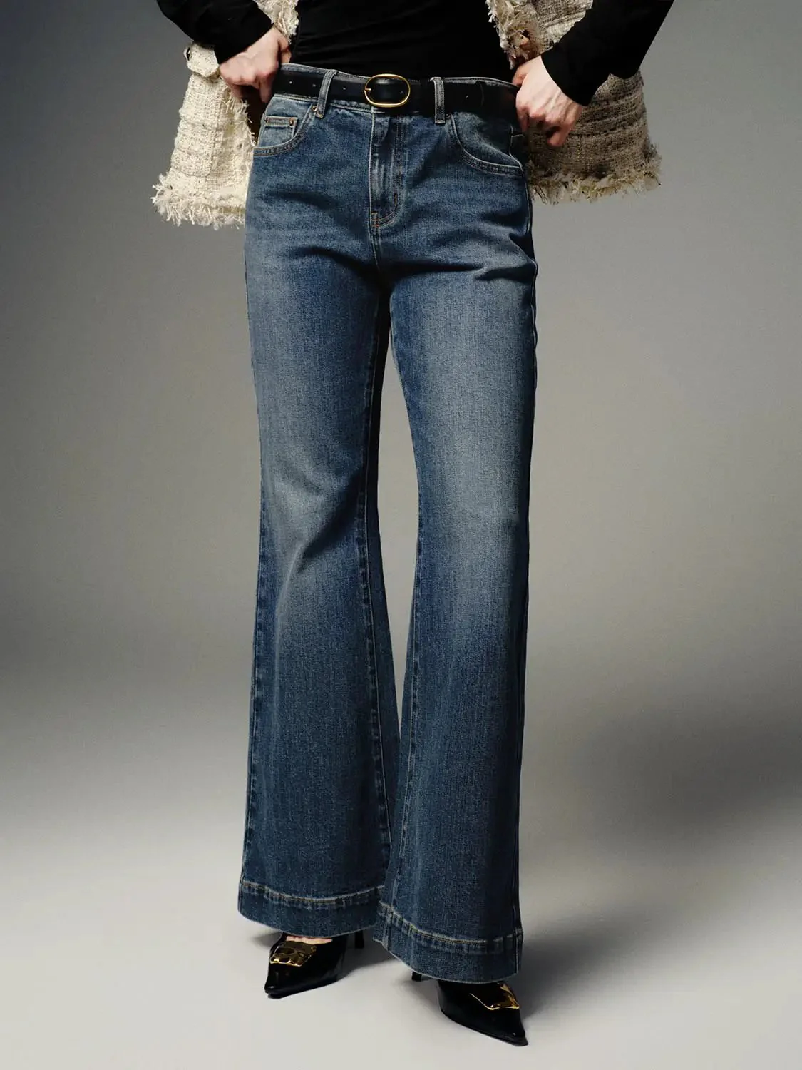 3318-belted-washed-flare-leg-jeans-9.webp Belted Washed Flare Leg Jeans
