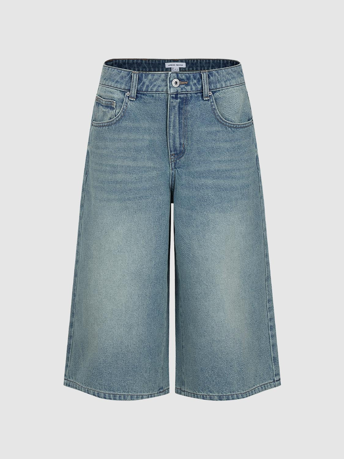 3363-washed-cotton-denim-wide-leg-everyday-wear-shorts-2.jpg Washed Cotton Denim Wide Leg Everyday Wear Shorts