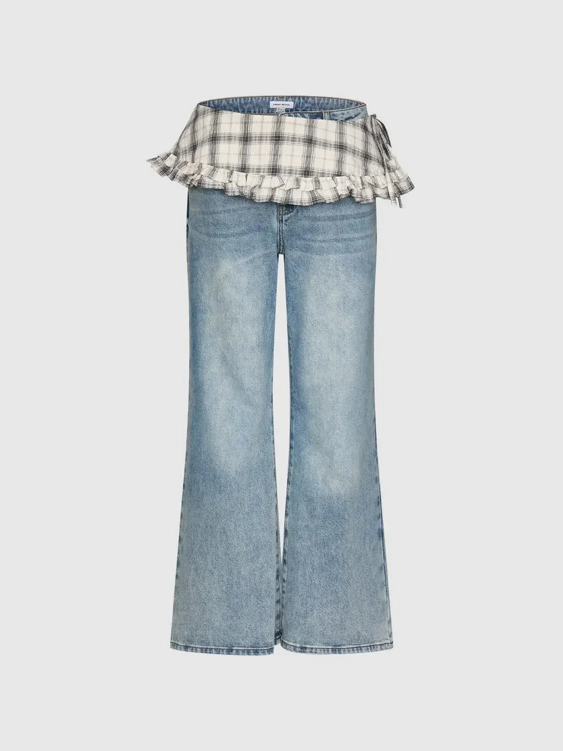 3409-check-skirts-overlay-flare-leg-jeans-2.webp Check Skirts Overlay Flare Leg Jeans