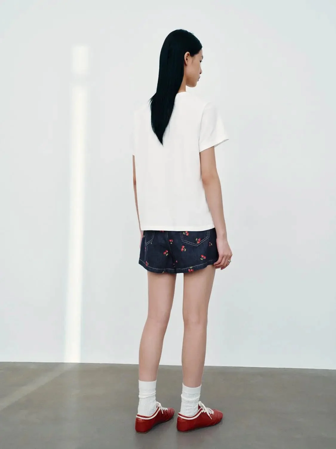 3443-cherry-printed-denim-mini-skorts-4.webp Cherry Printed Denim Mini Skorts