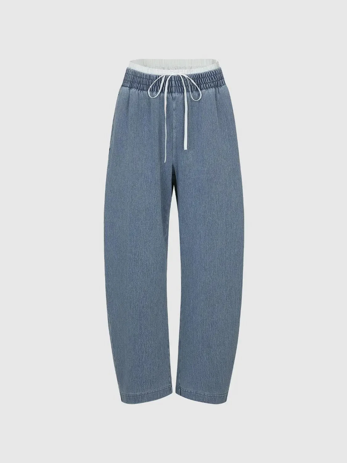3610-contrast-trim-drawstring-pull-on-barrel-leg-jeans-2.webp Contrast Trim Drawstring Pull On Barrel Leg Jeans
