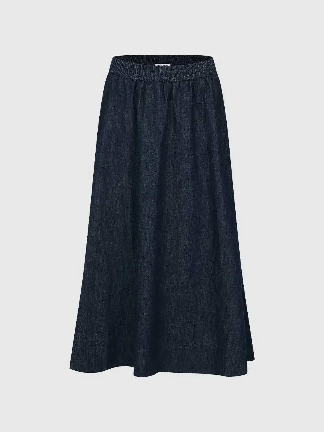 365-cotton-denim-midi-elastic-waist-pull-on-skirts-2.webp Cotton Denim Midi Elastic Waist Pull On Skirts