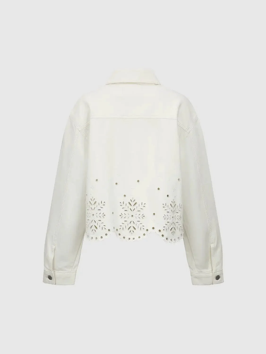Guipure Lace Detail Button Up Denim Jackets