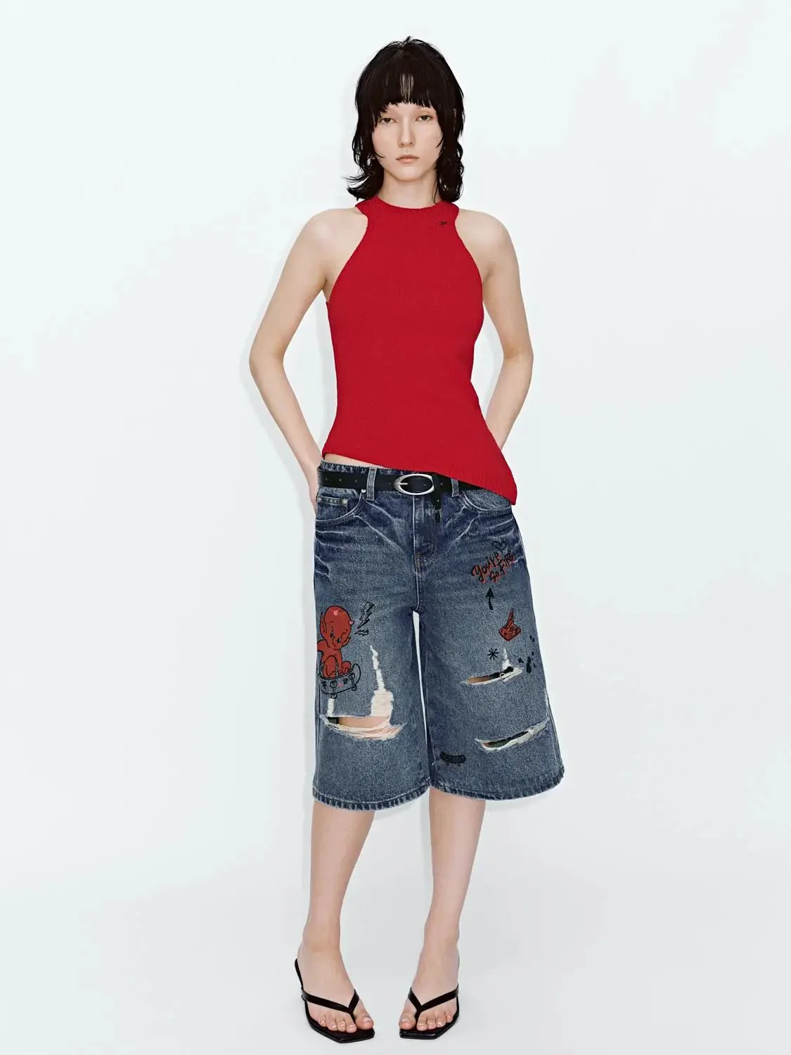 3719-printed-raw-detail-denim-shorts-7.webp Printed Raw Detail Denim Shorts