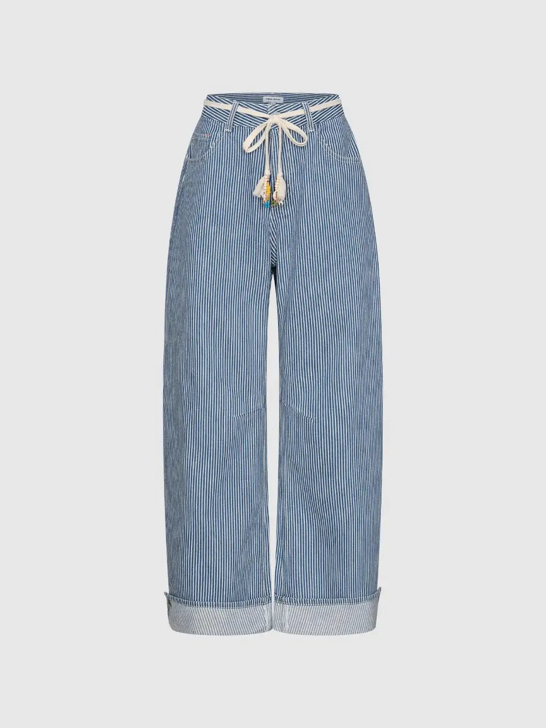 377-tie-belt-striped-cuffed-barrel-leg-jeans-2.webp Tie Belt Striped Cuffed Barrel Leg Jeans