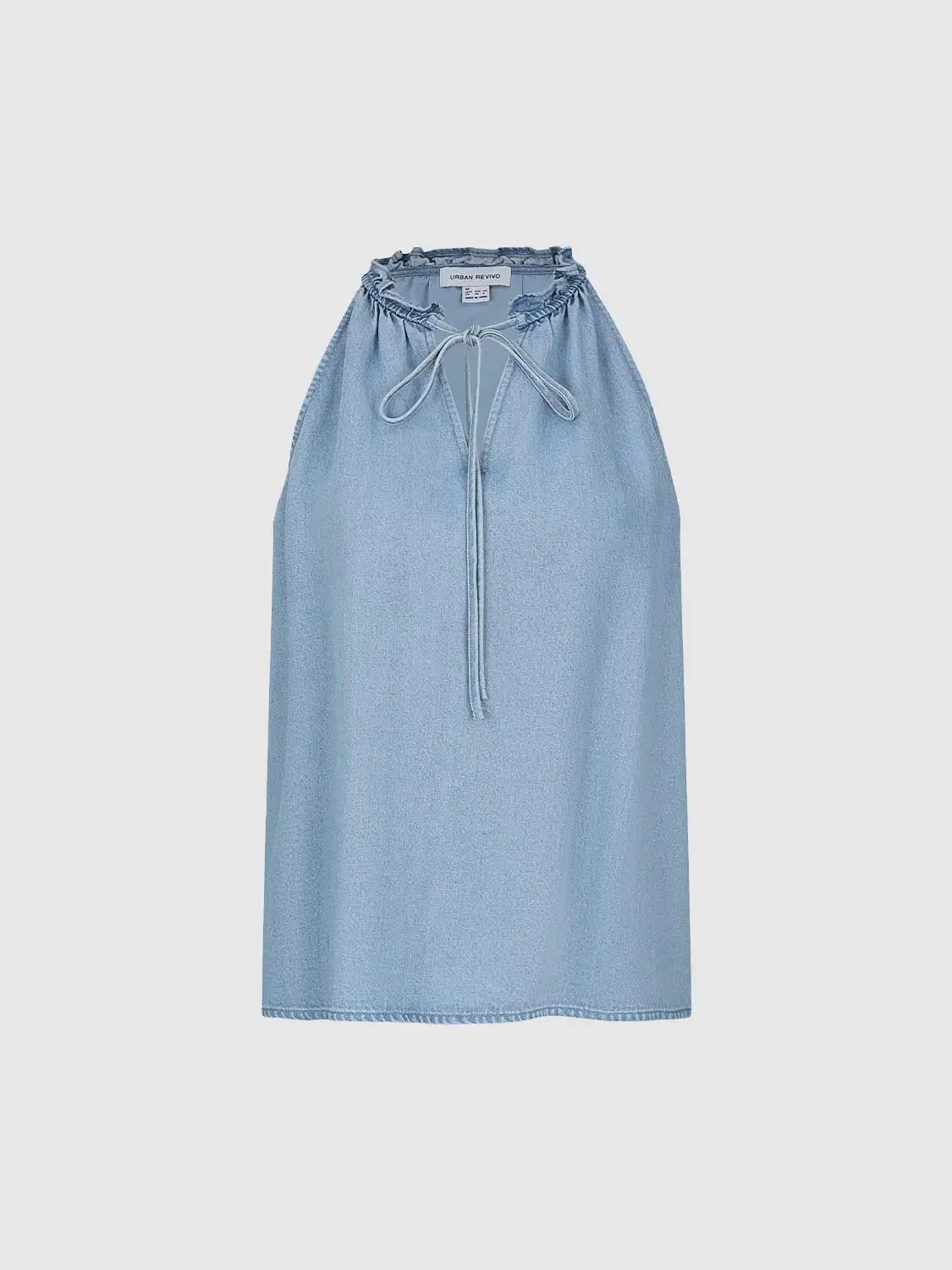 3778-ruffle-neck-sleeveless-denim-shirts-7.webp Ruffle Neck Sleeveless Denim Shirts