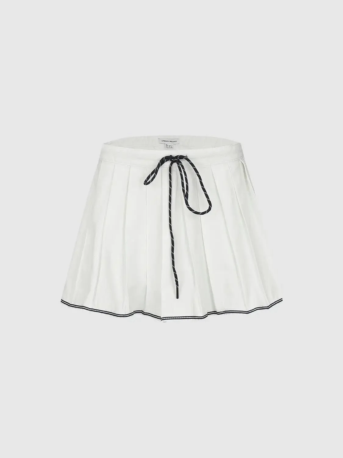 3791-contrast-trim-drawstring-pleated-denim-mini-skirts-2.webp Contrast Trim Drawstring Pleated Denim Mini Skirts