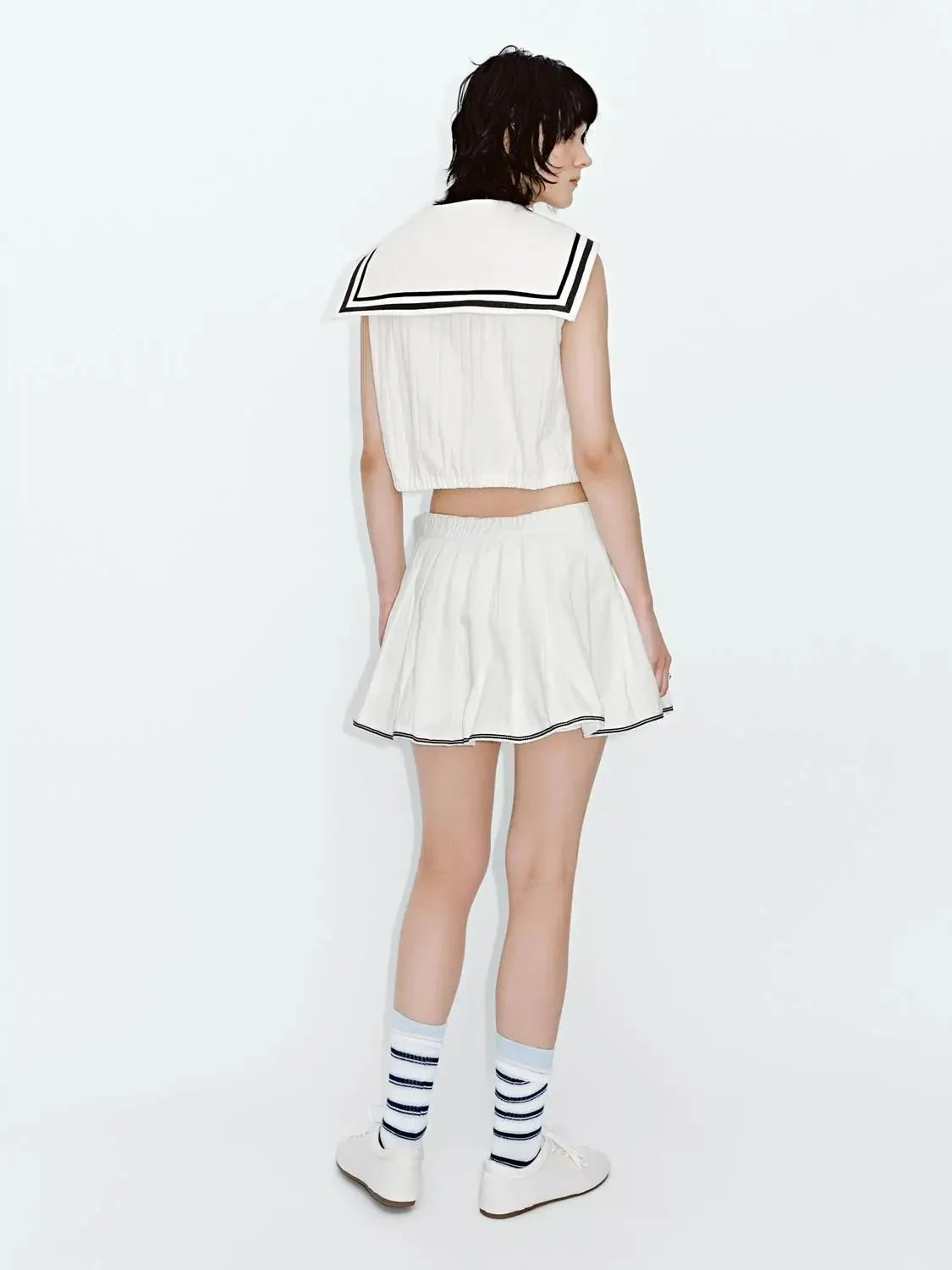 3791-contrast-trim-drawstring-pleated-denim-mini-skirts-4.webp Contrast Trim Drawstring Pleated Denim Mini Skirts