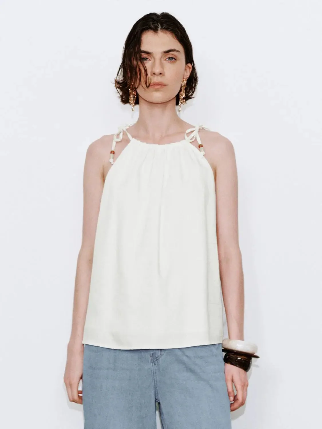 3804-drawstring-strappy-sleeveless-denim-shirts-1.webp Drawstring Strappy Sleeveless Denim Shirts