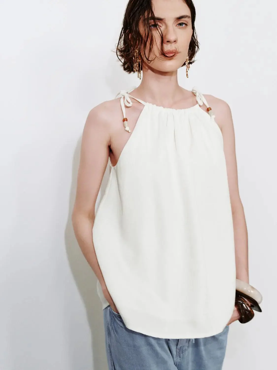 3804-drawstring-strappy-sleeveless-denim-shirts-2.webp Drawstring Strappy Sleeveless Denim Shirts