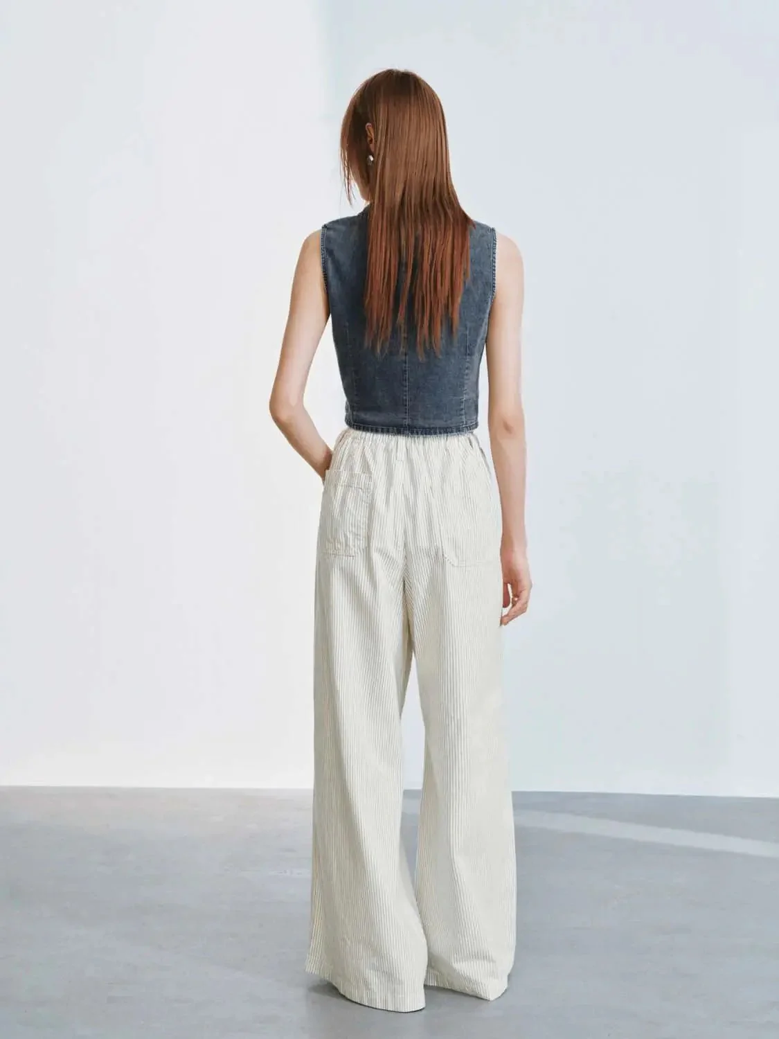 Tie-Front Sleeveless Denim Shirts