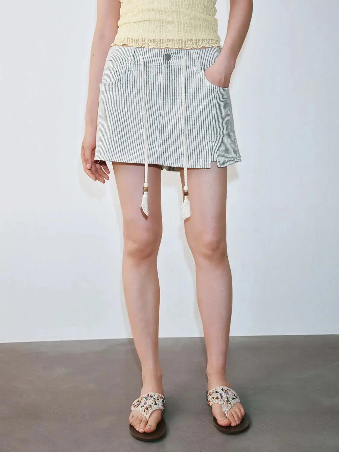 3909-drawstring-striped-denim-mini-shorts-1.webp Drawstring Striped Denim Mini Shorts