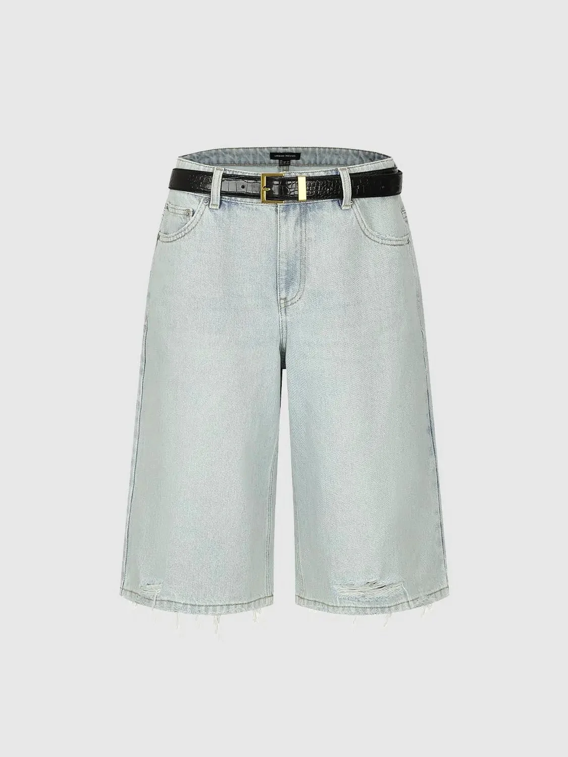 Belted Wide Leg Denim Shorts