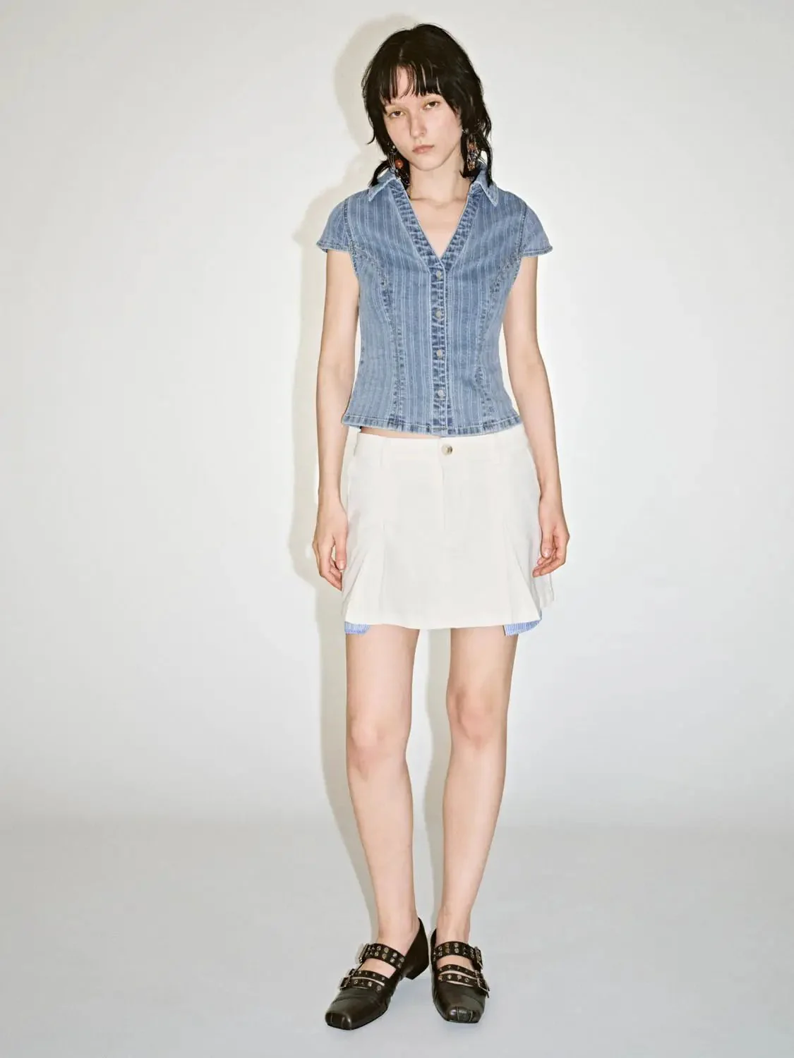 4138-striped-button-up-short-sleeve-denim-shirts-4.webp Striped Button Up Short Sleeve Denim Shirts