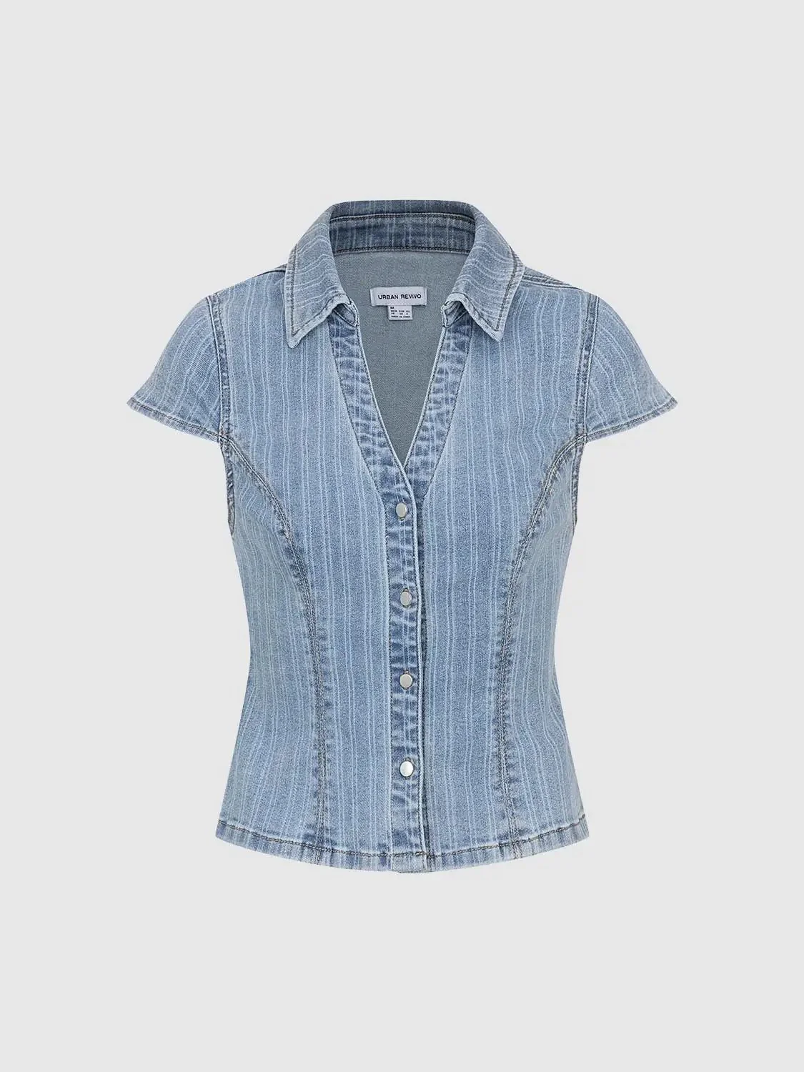 4138-striped-button-up-short-sleeve-denim-shirts-7.webp Striped Button Up Short Sleeve Denim Shirts