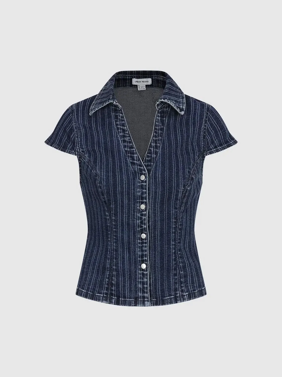 4150-striped-button-up-short-sleeve-denim-shirts-7.webp Striped Button Up Short Sleeve Denim Shirts