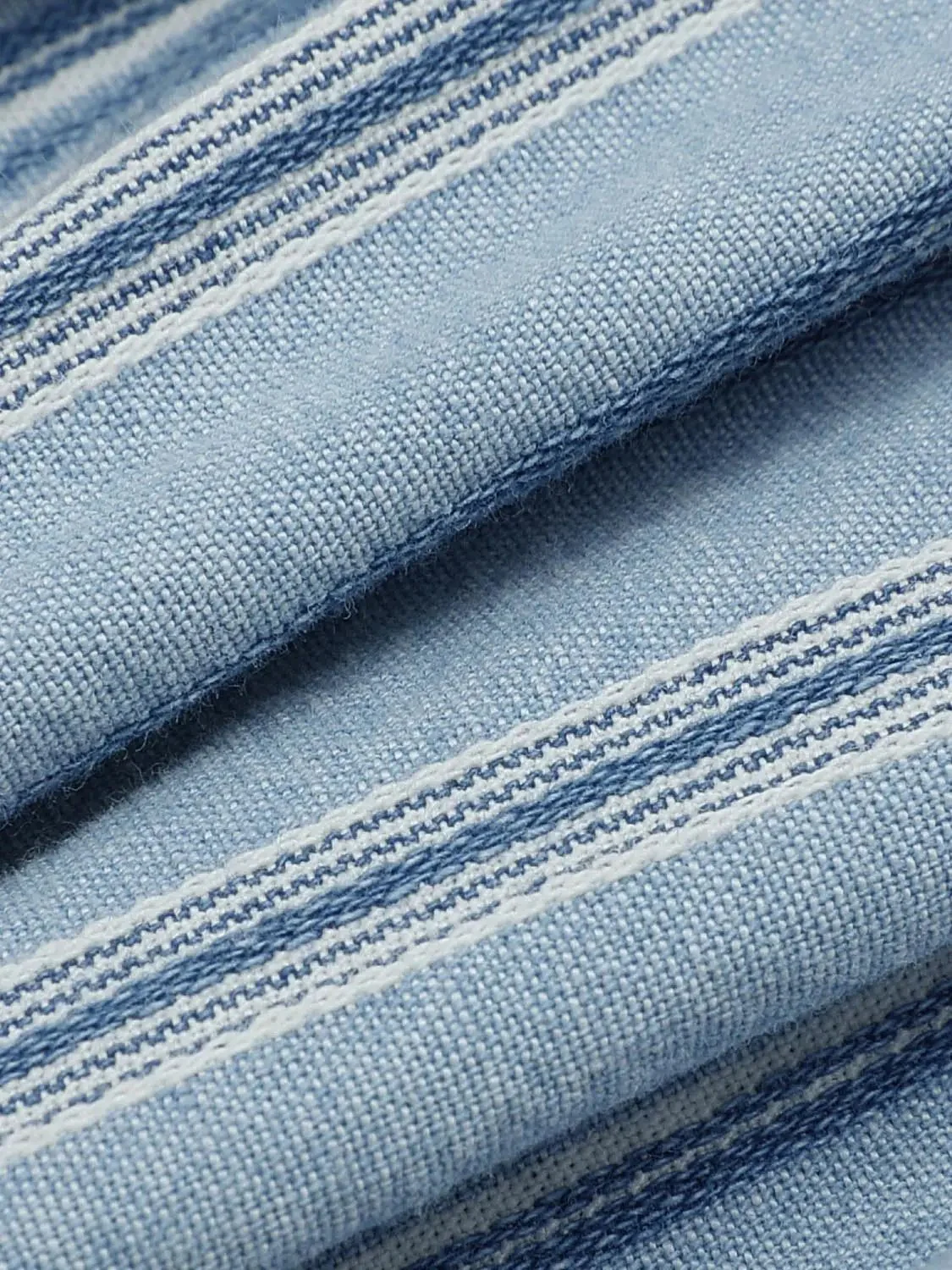 Striped Strappy Pleated Denim Shirts