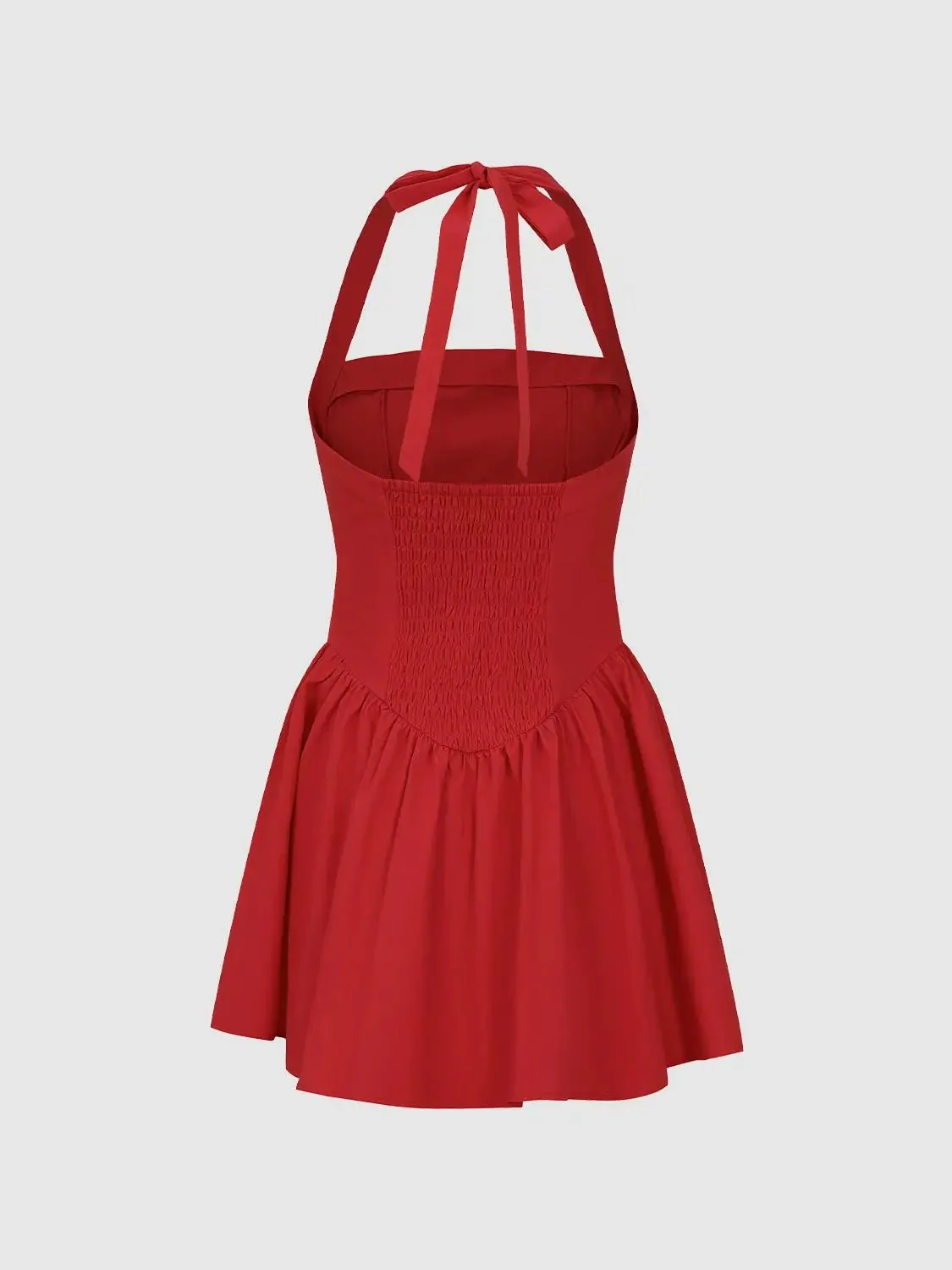 42-halter-neck-shirring-detail-a-line-mini-dresses-for-summer-2.webp Halter Neck Shirring Detail A-Line Mini Dresses For Summer