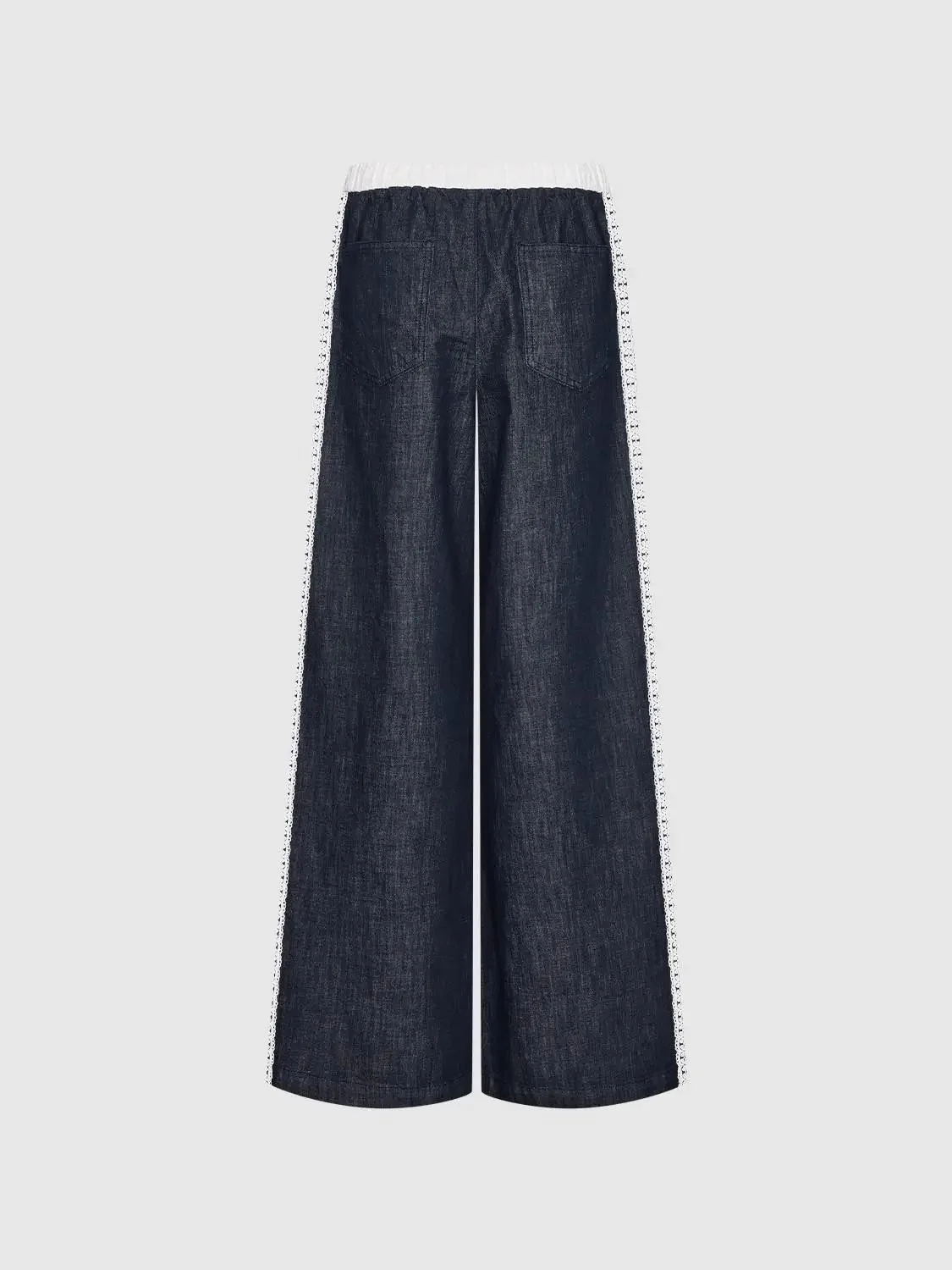 4265-contrast-trim-drawstring-flare-leg-jeans-2.webp Contrast Trim Drawstring Flare Leg Jeans