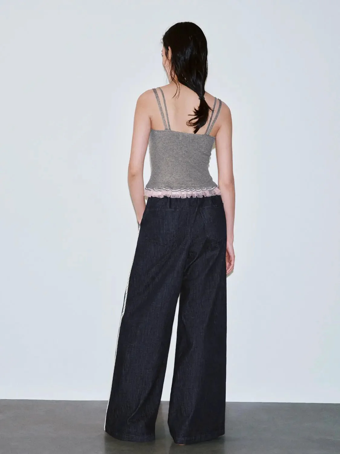 4265-contrast-trim-drawstring-flare-leg-jeans-7.webp Contrast Trim Drawstring Flare Leg Jeans