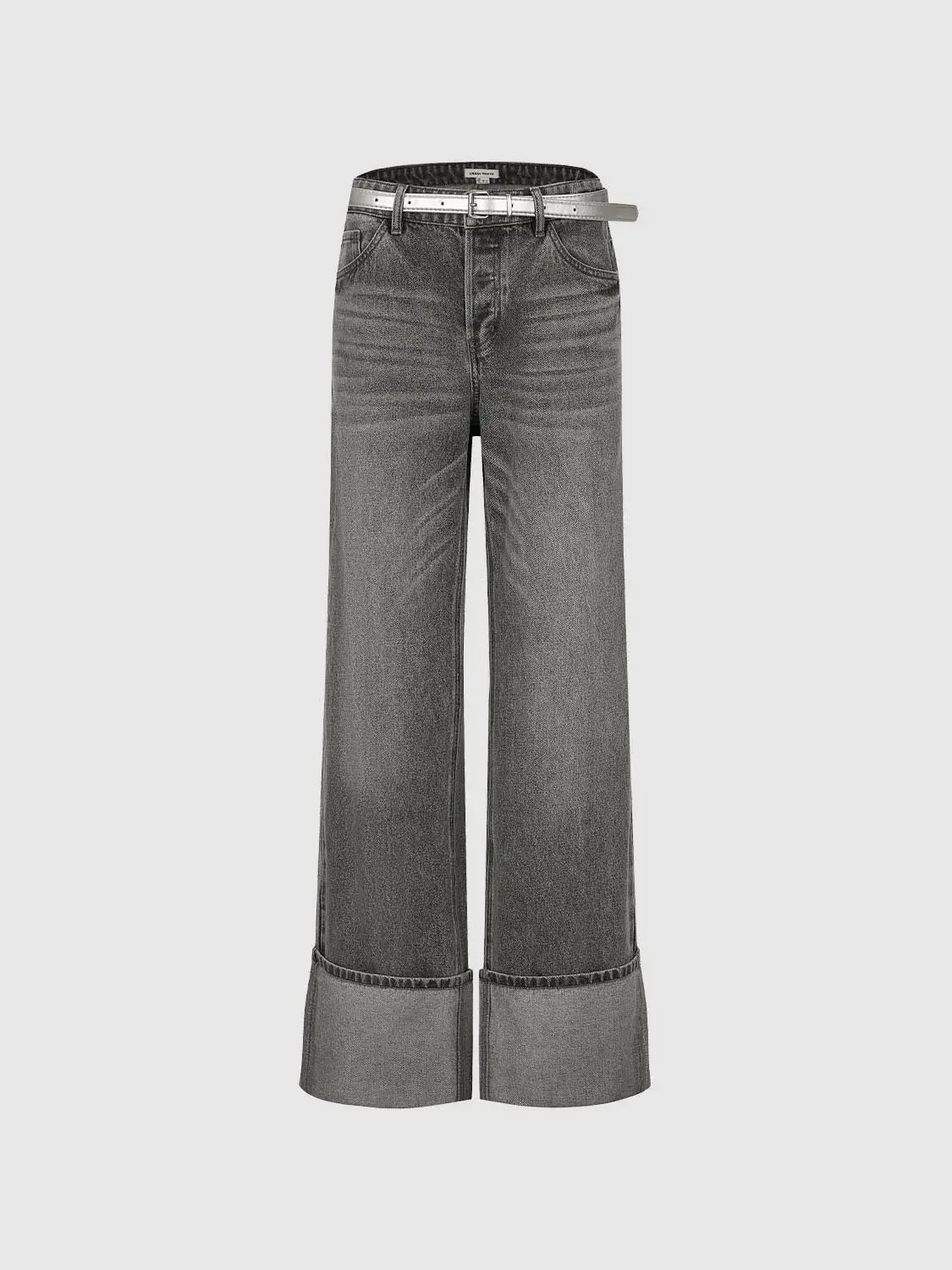 4338-classic-cotton-belted-cuffed-straight-leg-jeans-2.webp Classic Cotton Belted Cuffed Straight Leg Jeans