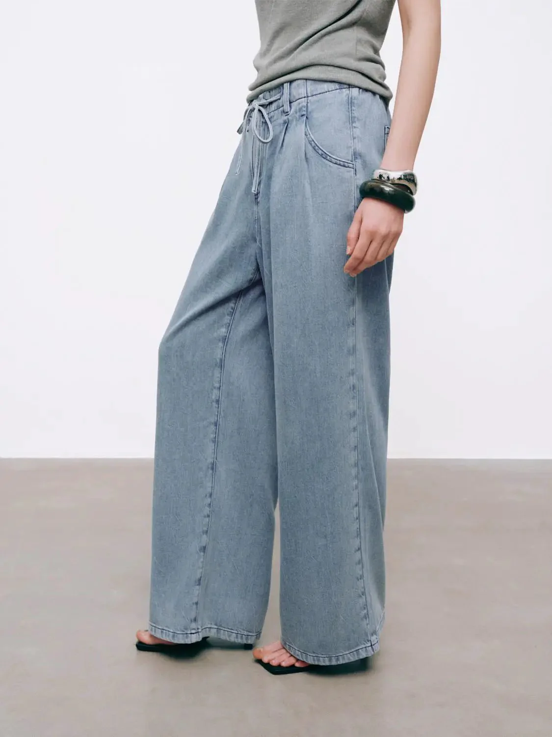 Drawstring Flare Leg Jeans