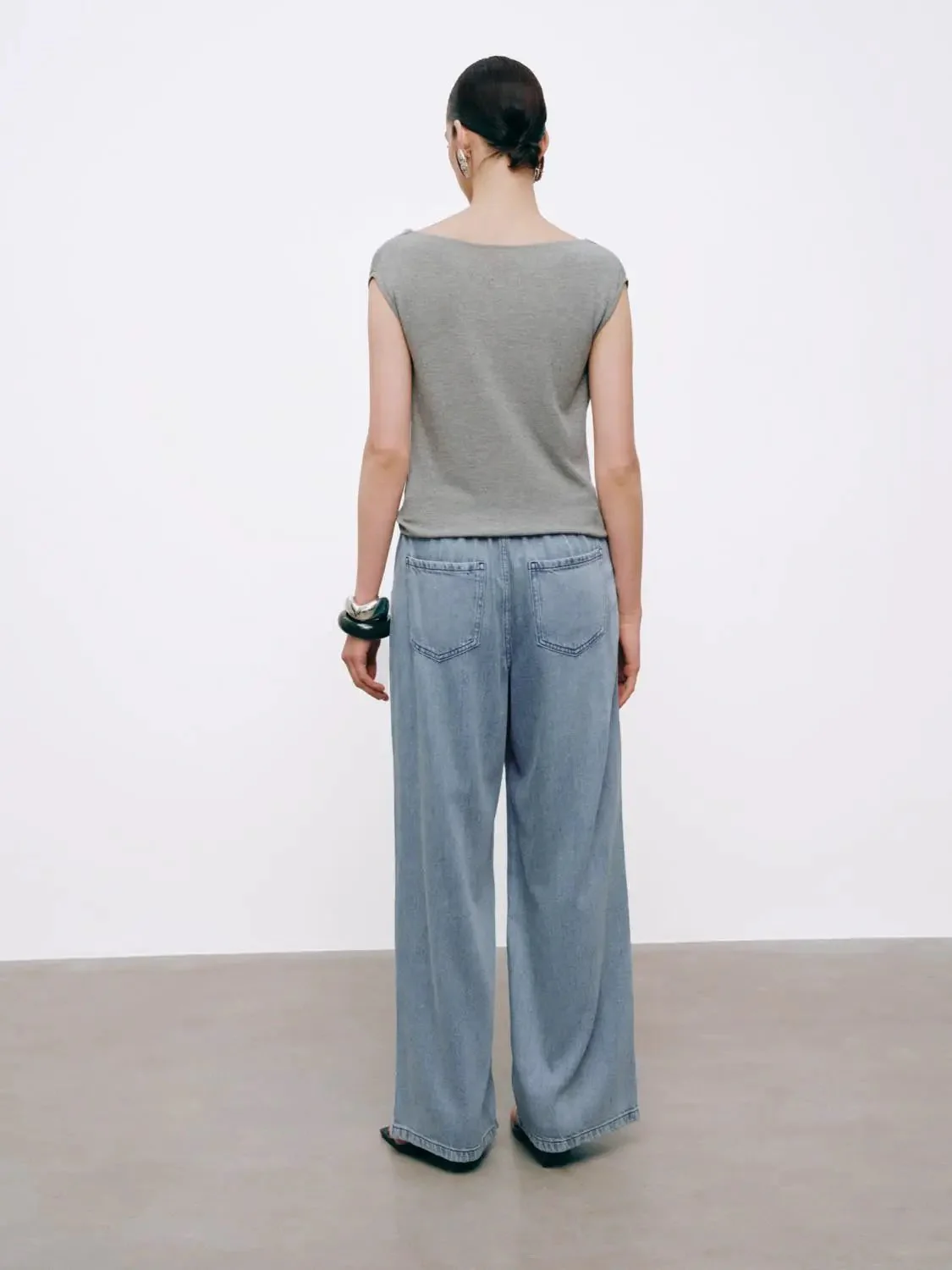 Drawstring Flare Leg Jeans