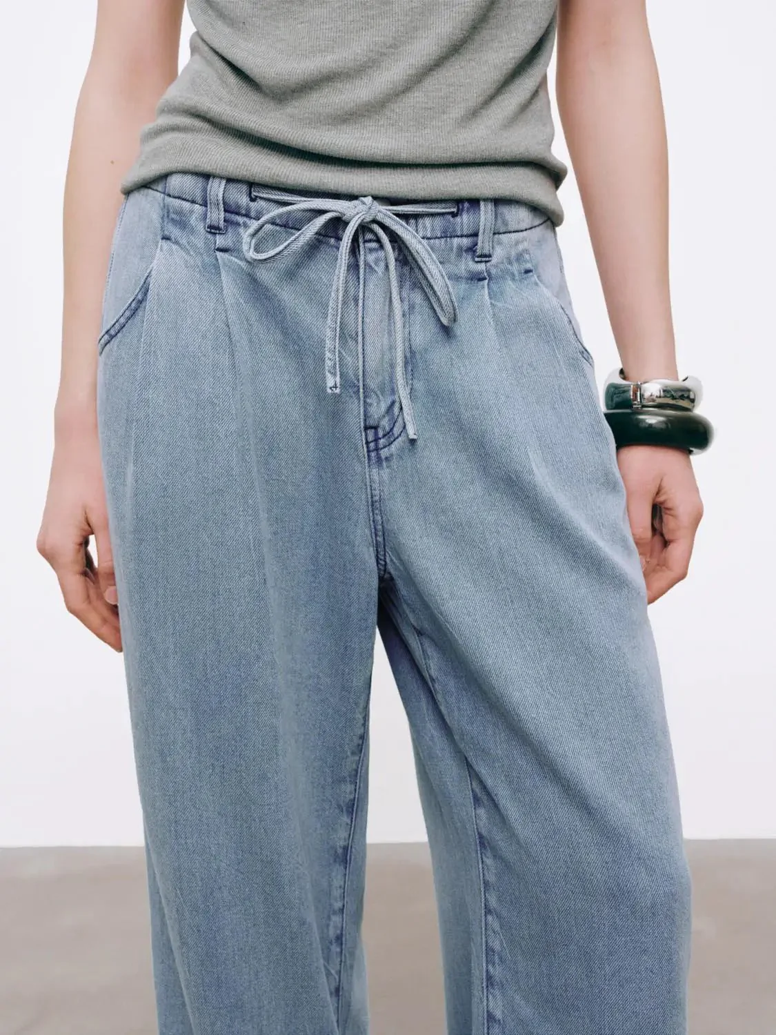 Drawstring Flare Leg Jeans