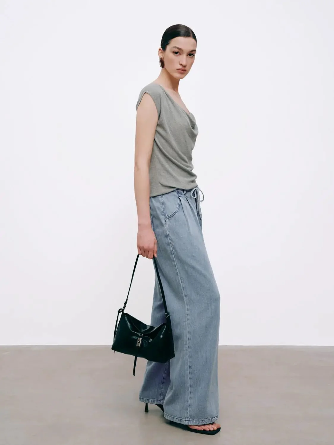 Drawstring Flare Leg Jeans