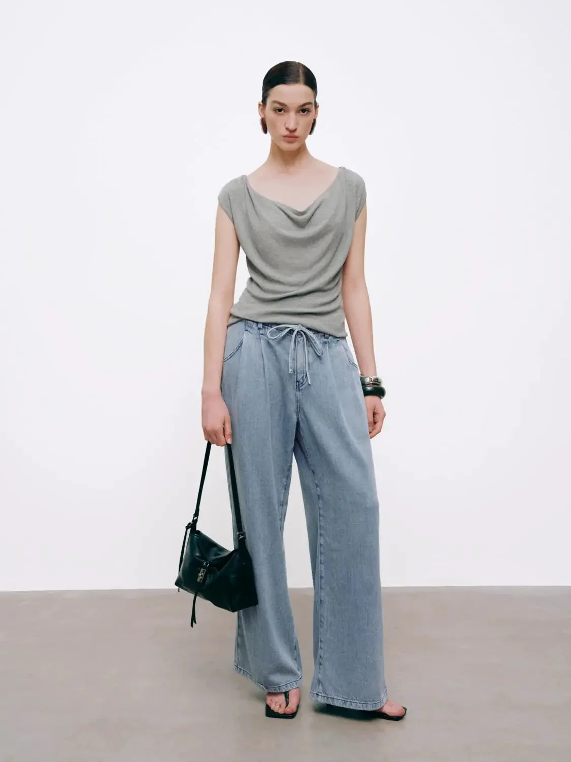 Drawstring Flare Leg Jeans