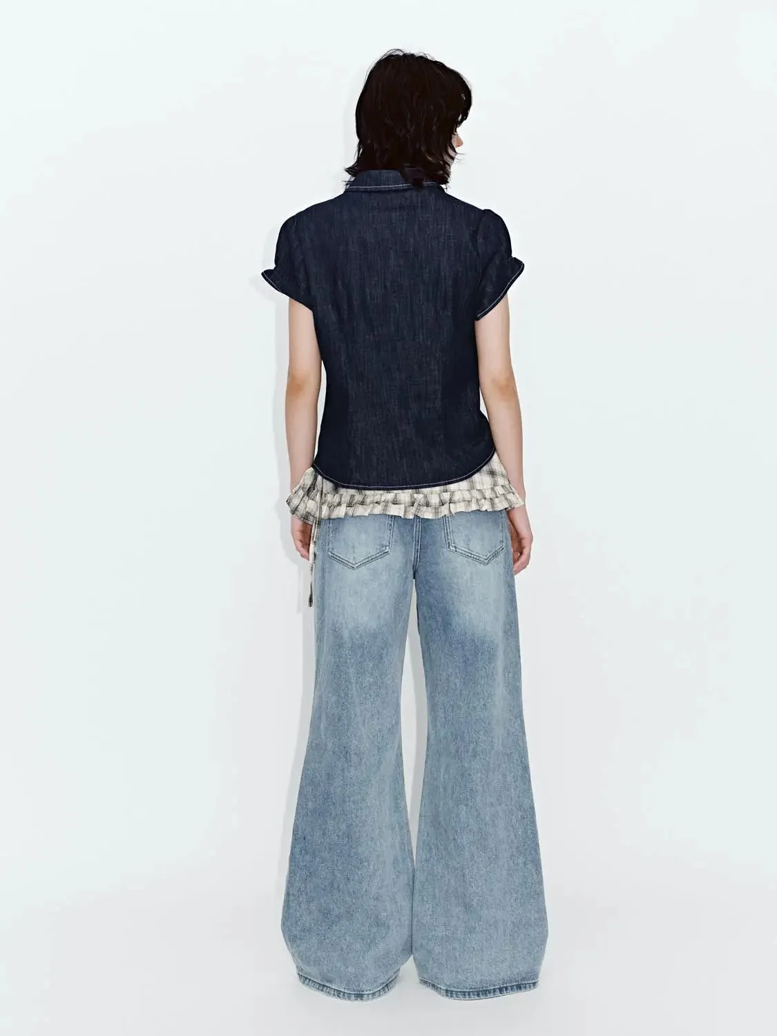 4426-puff-short-sleeve-skinny-fit-denim-shirts-6.webp Puff Short Sleeve Skinny-Fit Denim Shirts