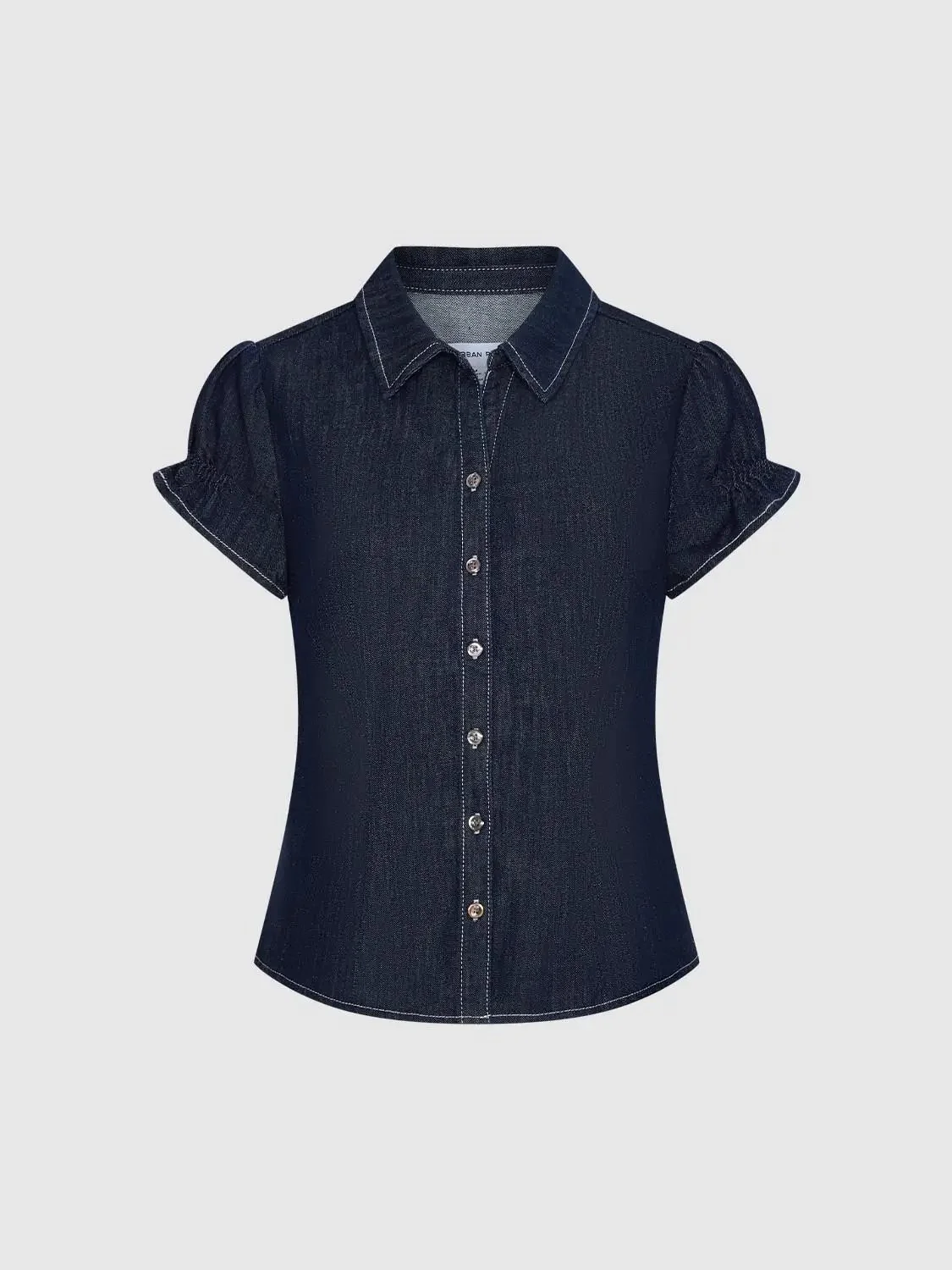 4426-puff-short-sleeve-skinny-fit-denim-shirts-7.webp Puff Short Sleeve Skinny-Fit Denim Shirts