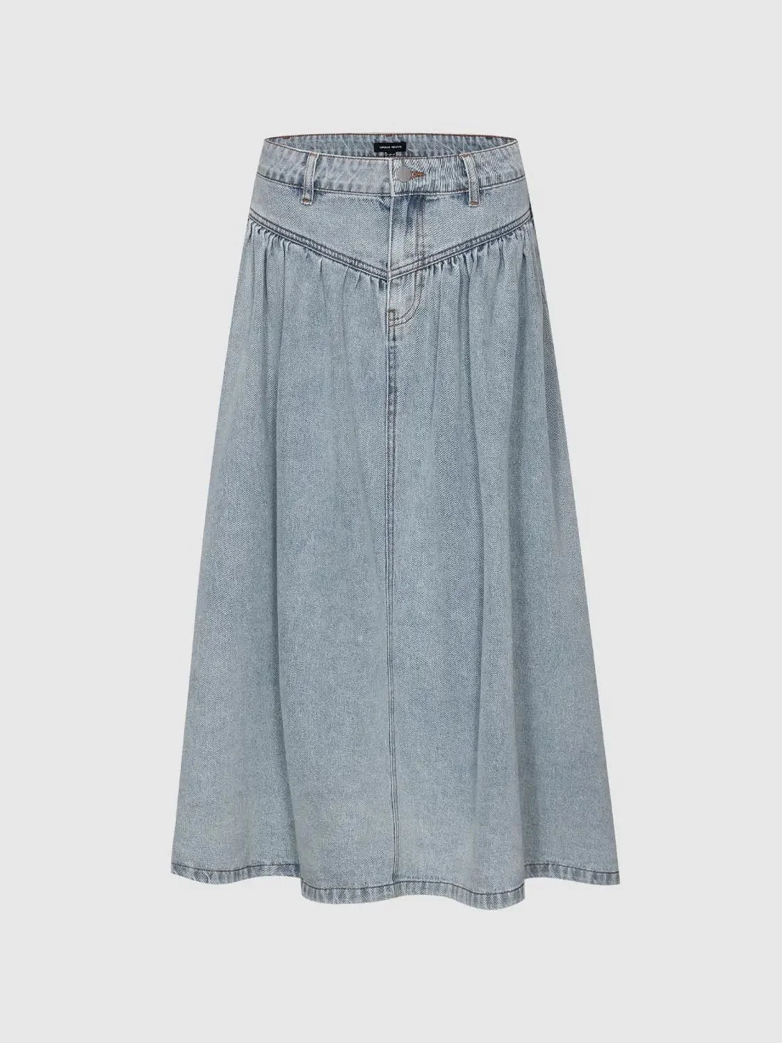 454-cotton-shirring-detail-denim-aline-midi-skirts-2.webp Cotton Shirring Detail Denim Aline Midi Skirts