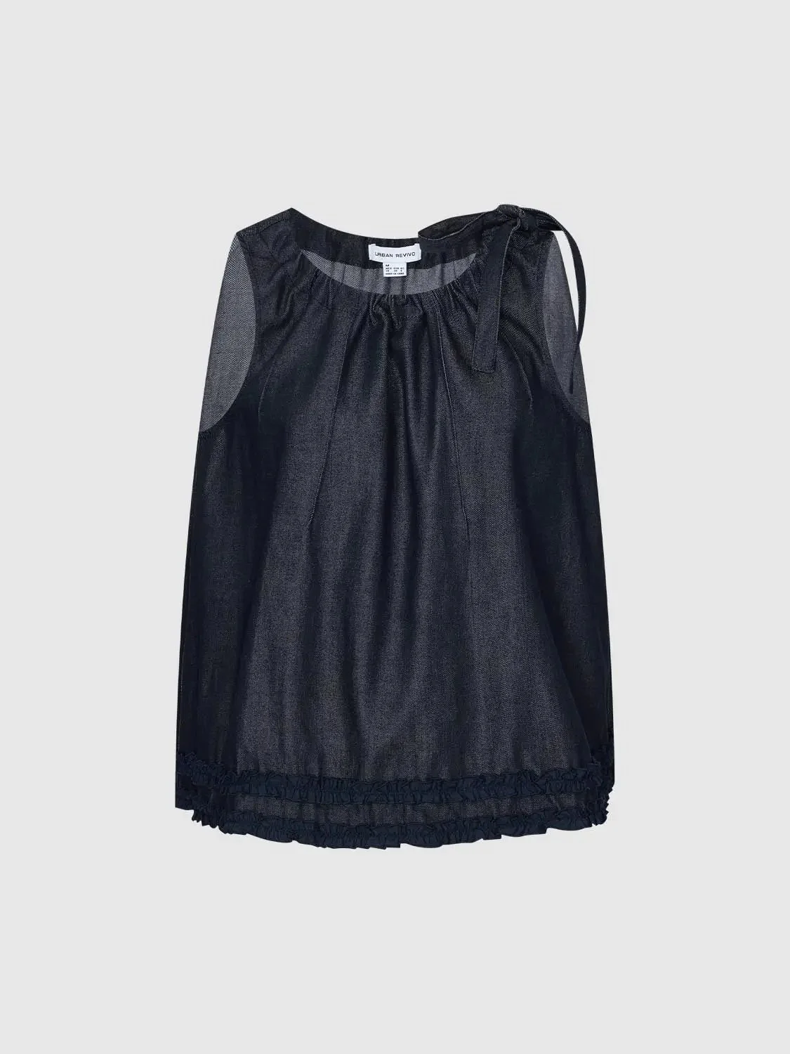 Ruffle Trim Sleeveless Denim Shirts