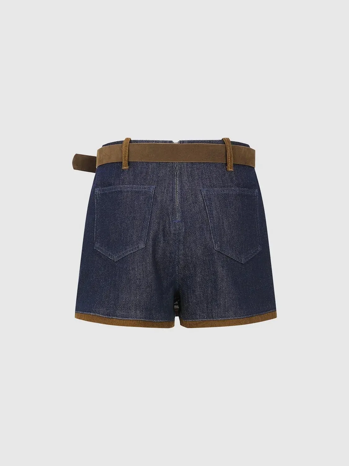 4643-belted-denim-with-contrast-trim-mini-shorts-2.webp Belted Denim With Contrast Trim Mini Shorts