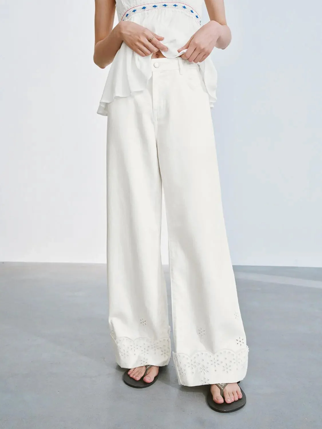 4683-guipure-lace-trim-wide-leg-cotton-lyocell-jeans-9.webp Guipure Lace Trim Wide Leg Cotton Lyocell Jeans