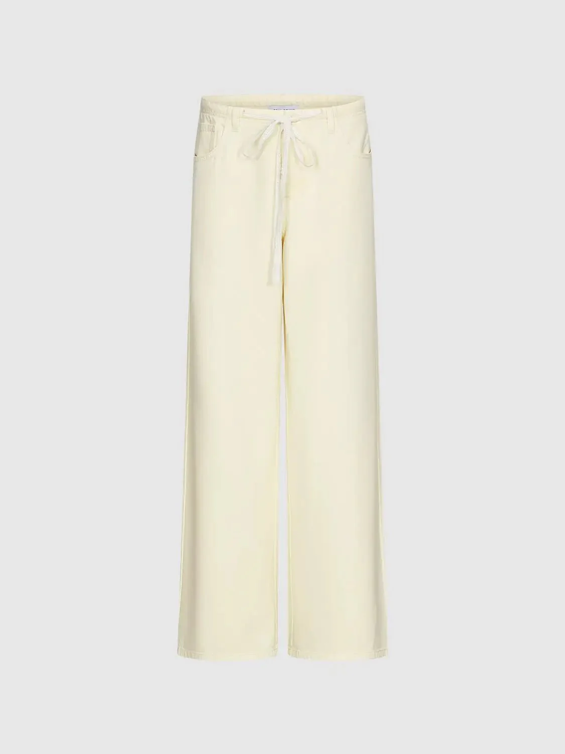 Lyocell Cotton Lace String Wide Leg Jeans