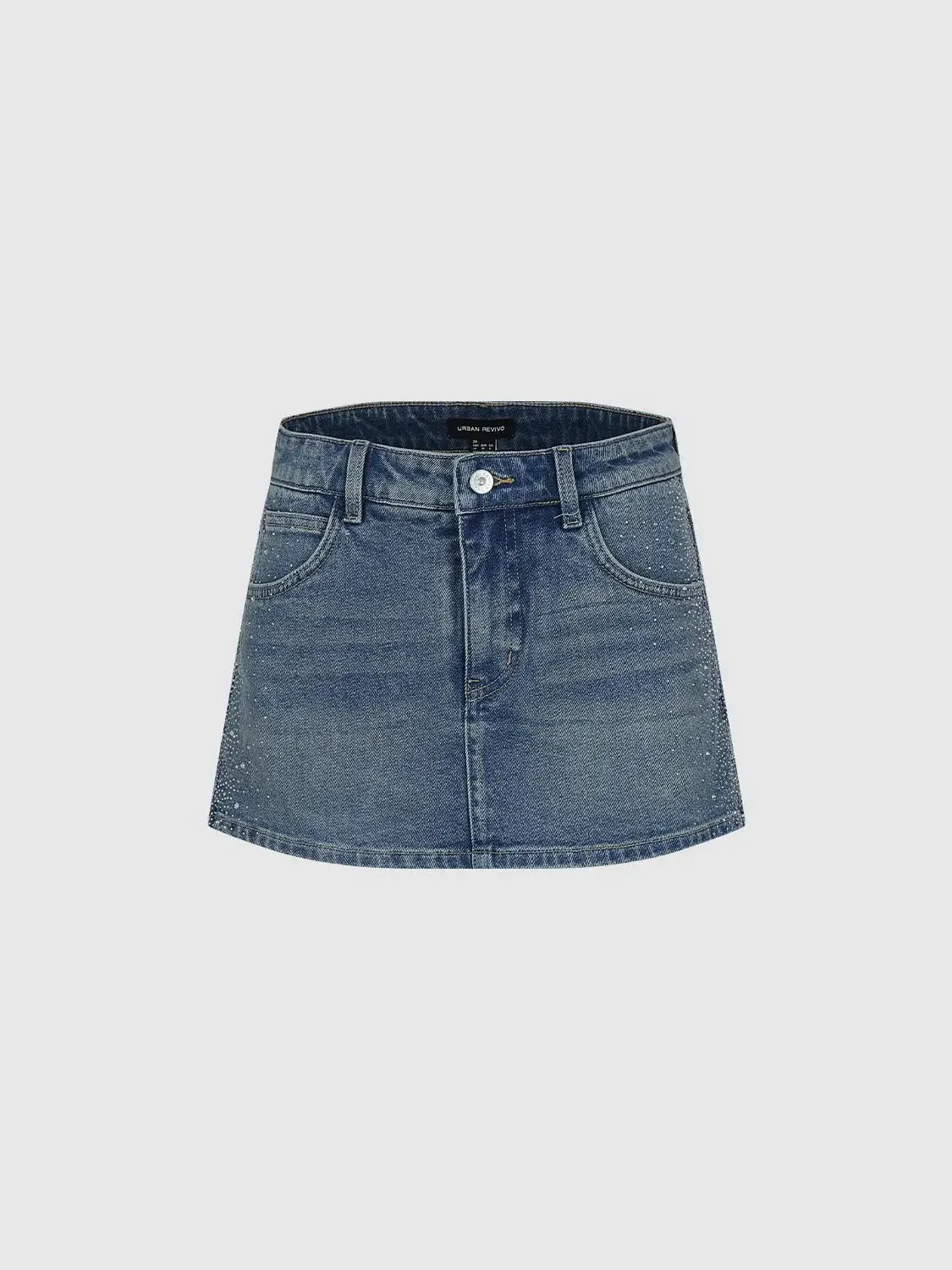 4752-urban-revivd-denim-rhinestone-detailing-mini-skirt-2.webp Urban Revivd Denim Rhinestone Detailing Mini Skirt
