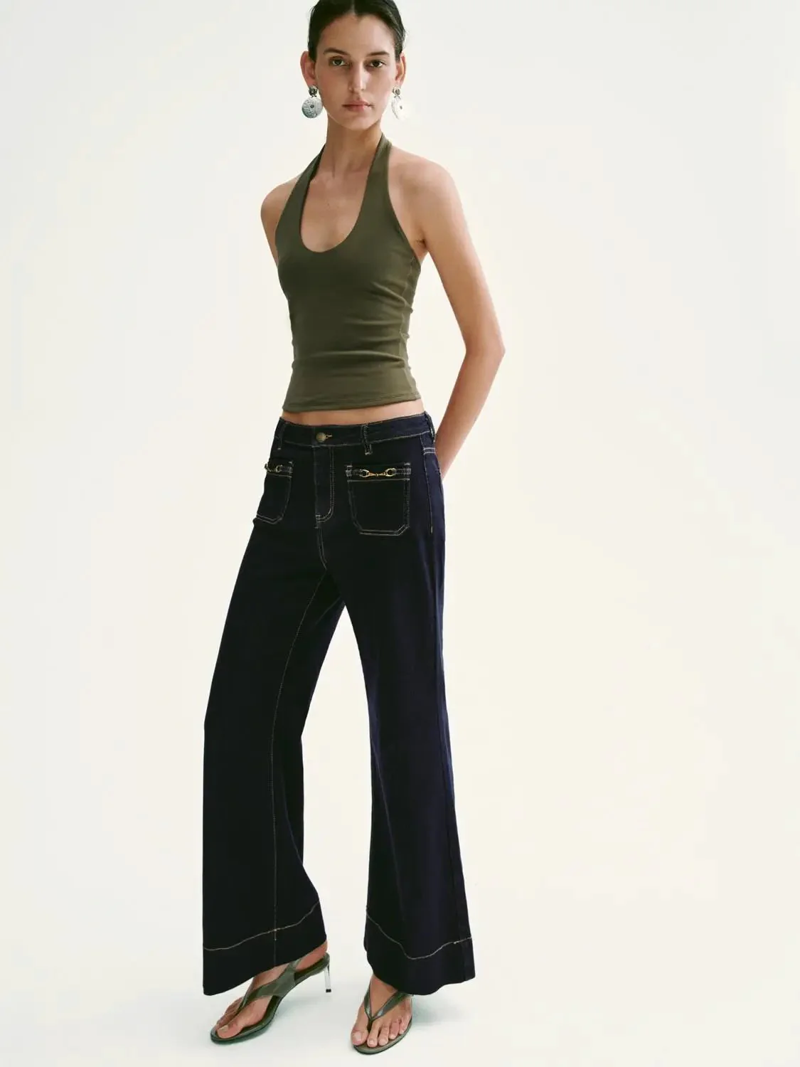 4759-cotton-blend-patch-pocket-stitch-detail-flare-jeans-6.webp Cotton Blend Patch Pocket Stitch Detail Flare Jeans