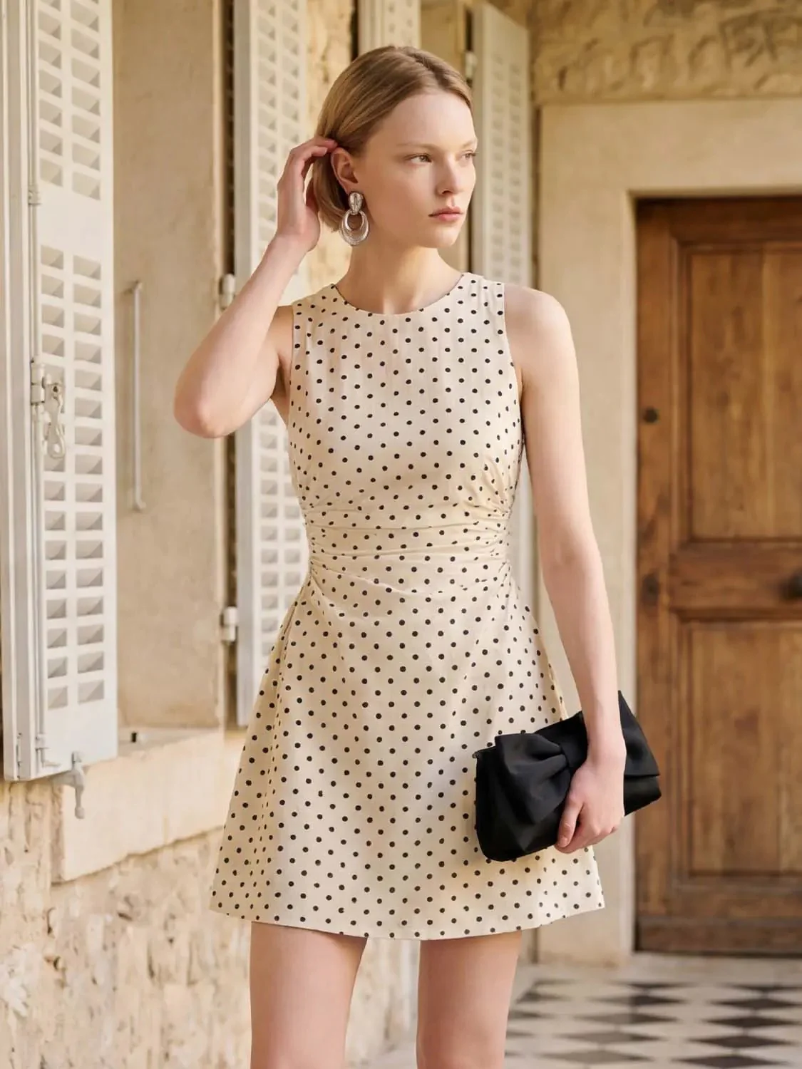 48-polka-dot-crew-neck-sleeveless-nipped-waist-a-line-midi-dresses-12.webp Polka Dot Crew Neck Sleeveless Nipped-Waist A-Line Midi Dresses