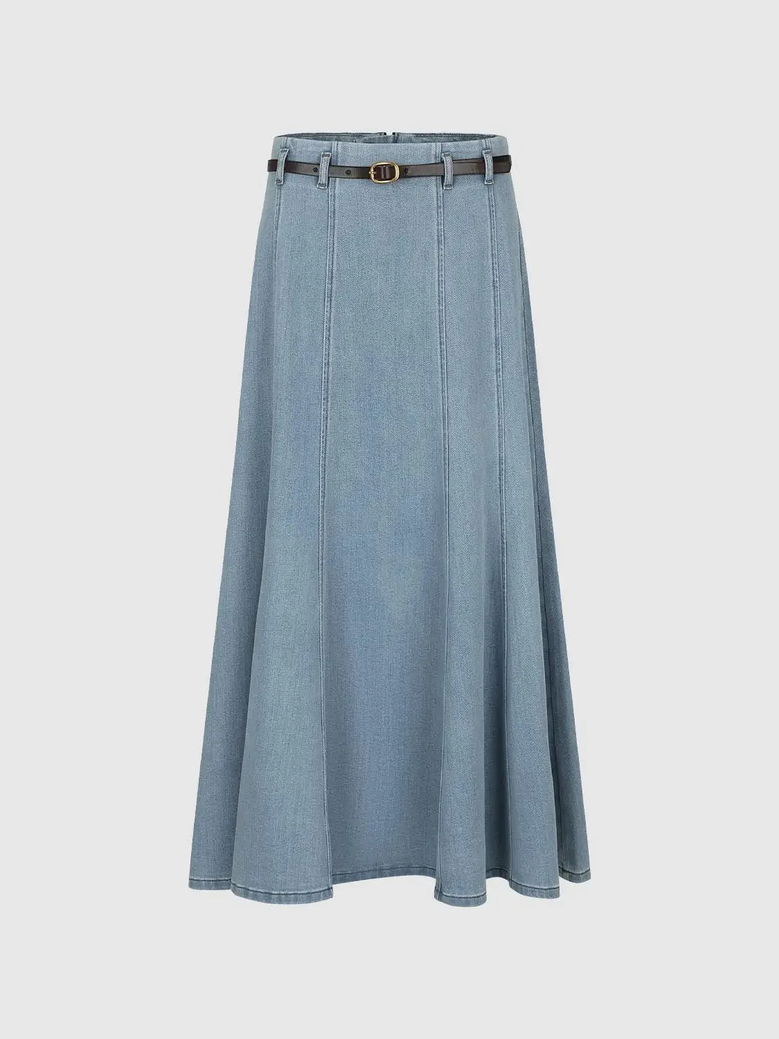 481-paneled-a-line-denim-skirts-with-belt-2.webp Paneled A Line Denim Skirts With Belt