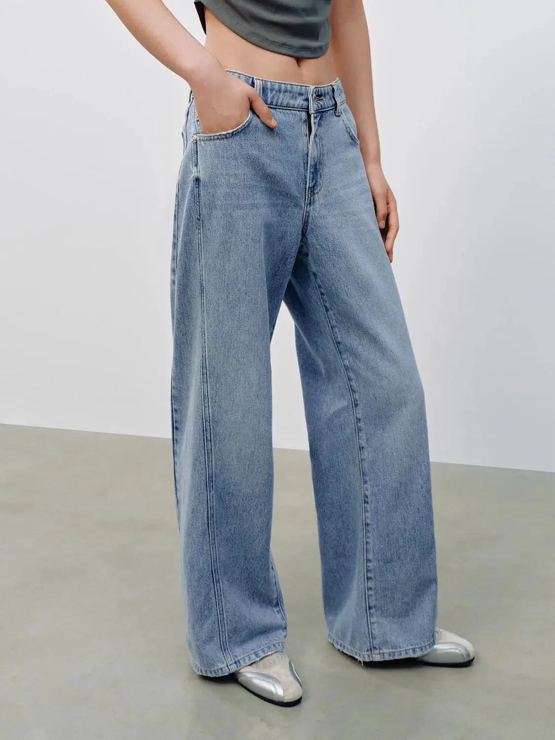 4811-cotton-lyocell-seamed-wide-leg-casual-jeans-3.webp Cotton Lyocell Seamed Wide Leg Casual Jeans