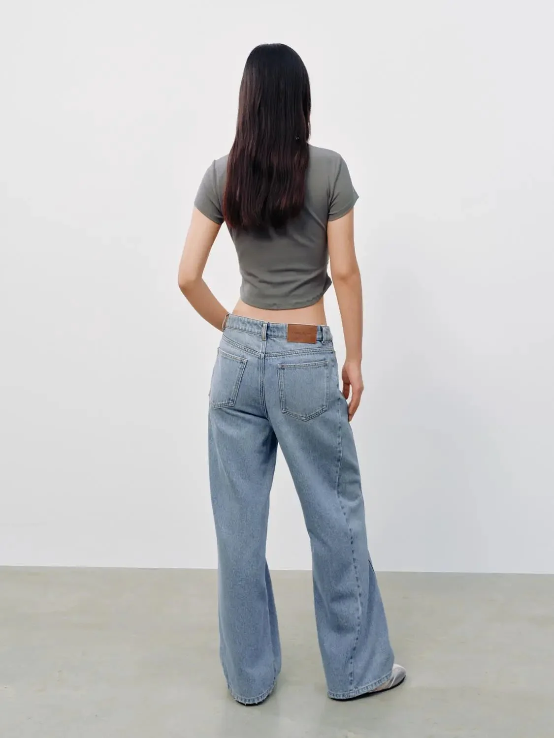 4811-cotton-lyocell-seamed-wide-leg-casual-jeans-4.webp Cotton Lyocell Seamed Wide Leg Casual Jeans
