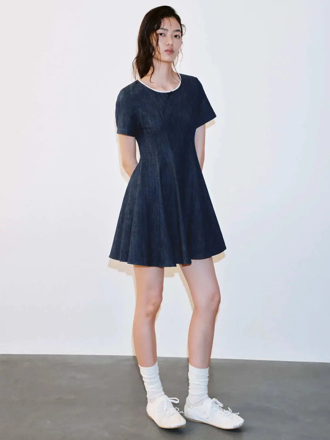 4818-denim-pleated-short-sleeve-midi-dress-4.webp Denim Pleated Short Sleeve Midi Dress