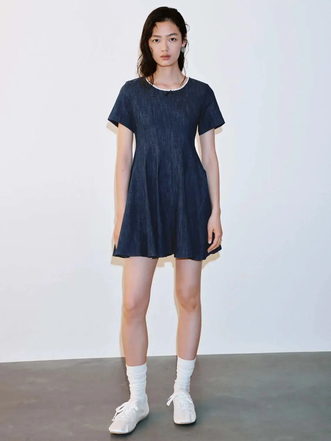 4818-denim-pleated-short-sleeve-midi-dress-5.webp Denim Pleated Short Sleeve Midi Dress