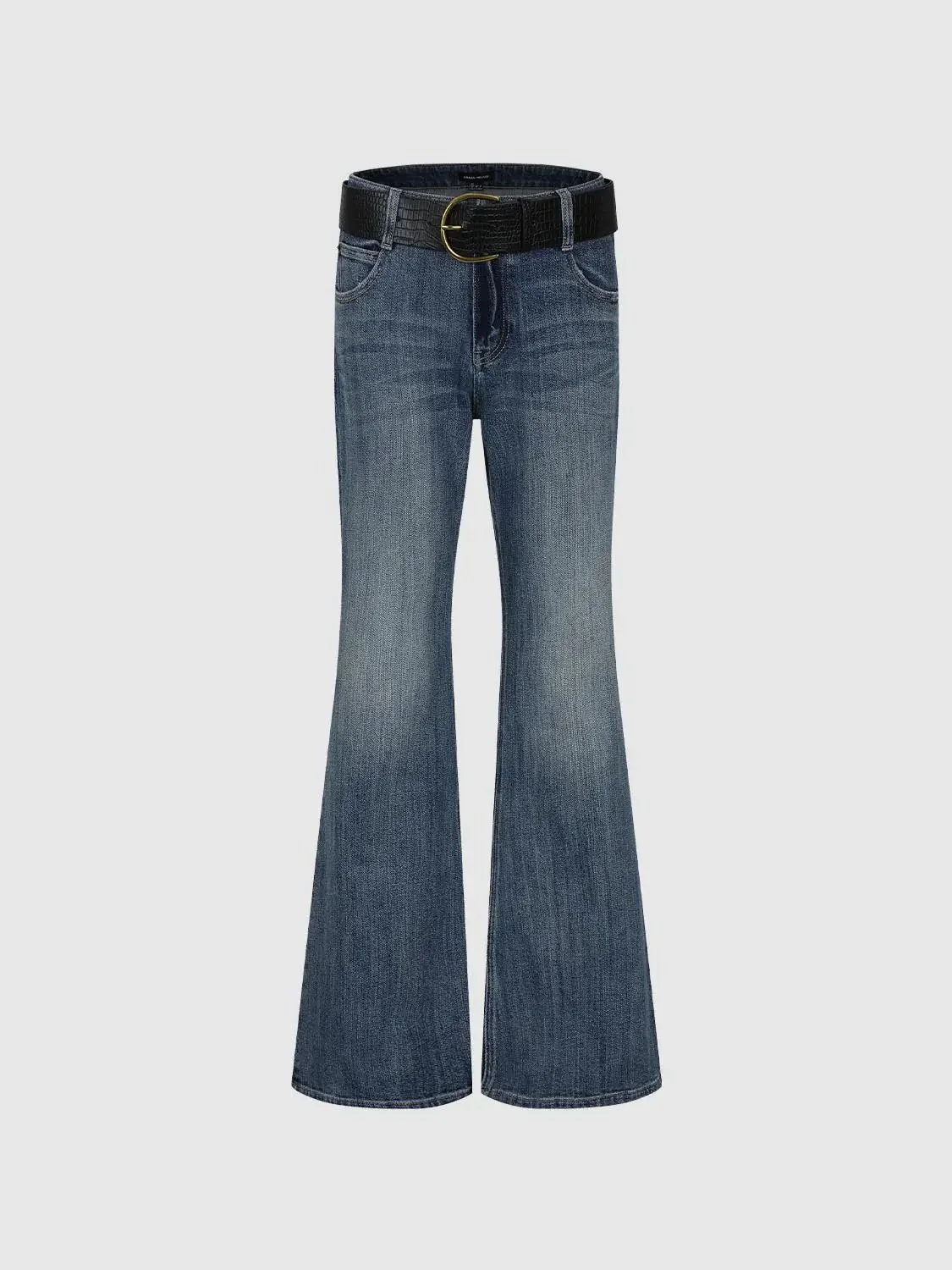 4858-cotton-blend-stretch-belted-flare-classic-jeans-2.webp Cotton Blend Stretch Belted Flare Classic Jeans