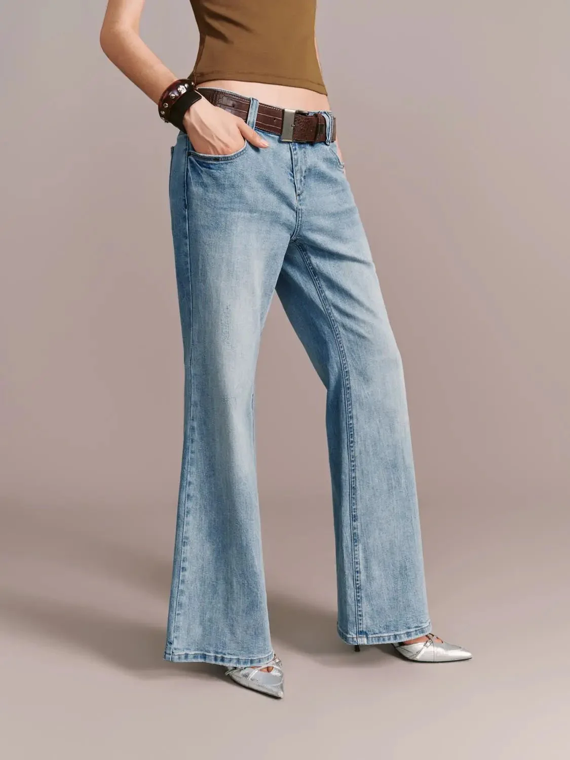 4941-belted-flare-leg-jeans-with-slight-stretch-denim-3.webp Belted Flare Leg Jeans With Slight Stretch Denim